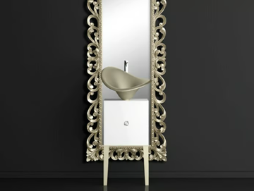 MONNALISA PRESTIGE FLOWER PLATINUM - Single wooden vanity unit with mirror by Glass Design - view 2